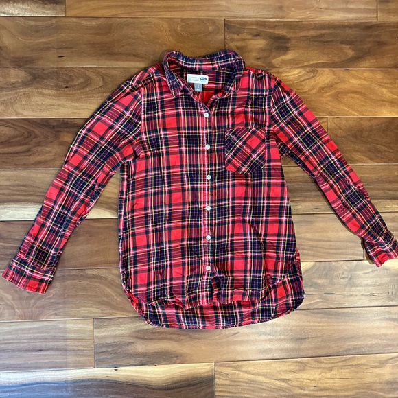 Old Navy Button-up Red Plaid Shirt size Small - Picture 1 of 2